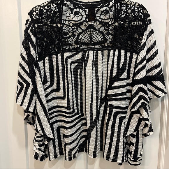 Multiples Black And White Open Front Drape Cardigan Women’s Size Small - Picture 8 of 11
